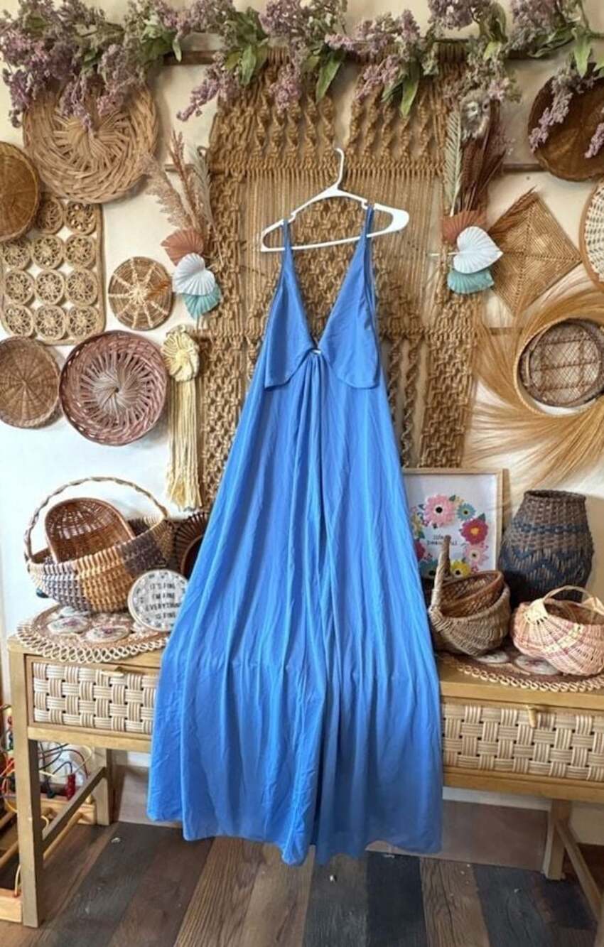 John Kloss for Cira vintage blue sleeveless V-neck maxi dress